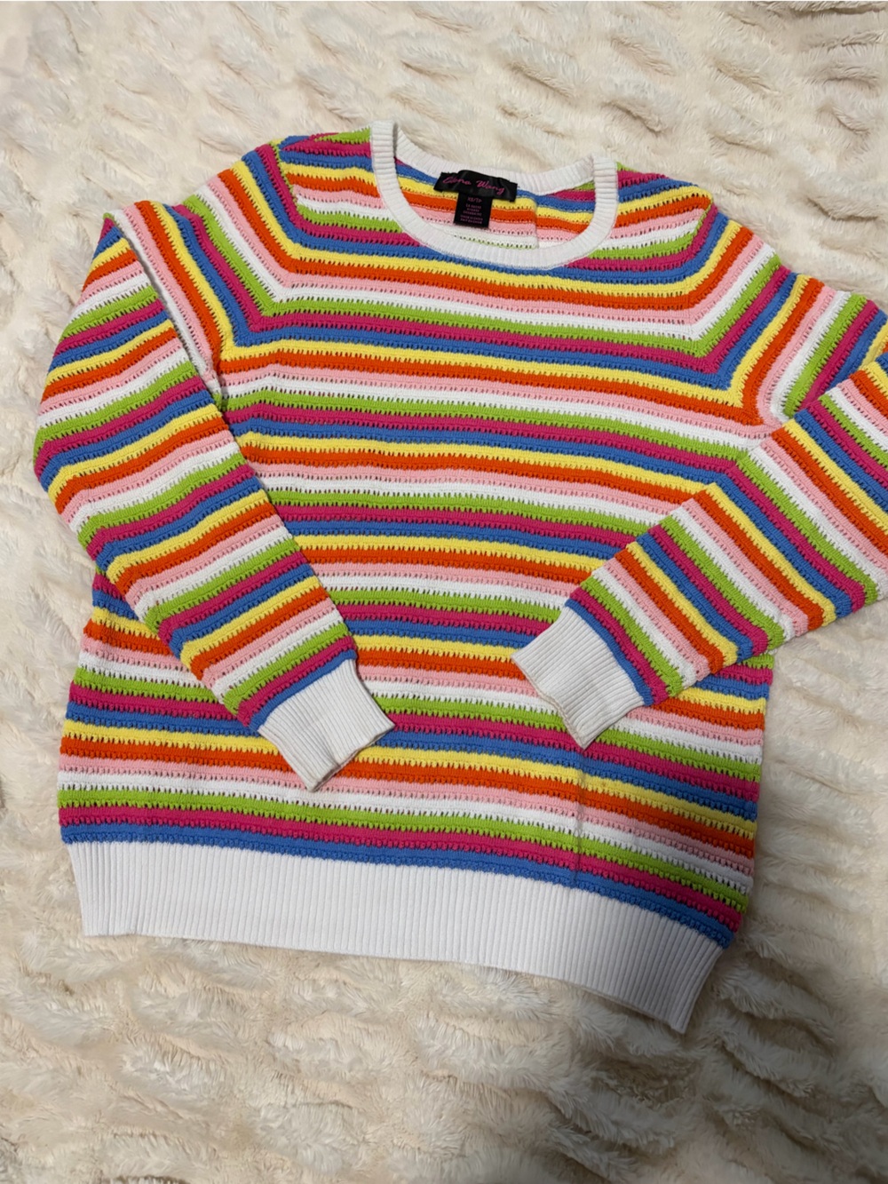 For Love And Lemons Multicolor Rainbow Striped Knit Sweater